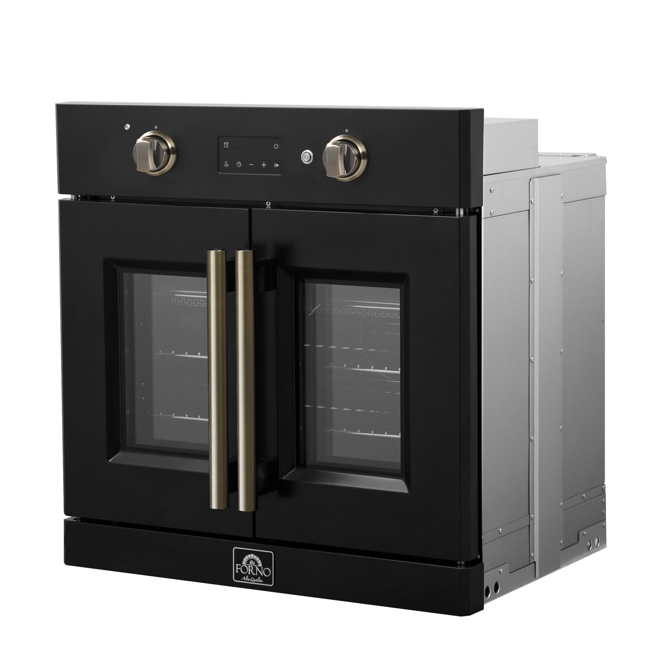 Angle. Forno Appliances - Asti 3.68 Cu. Ft. Electric True Convection Wall Oven with French Doors - Black.