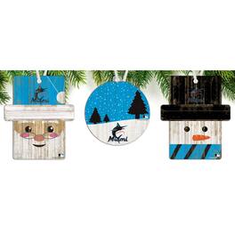 Fan Creations - Miami Marlins 3-Pack Ornament Set - Multicolor