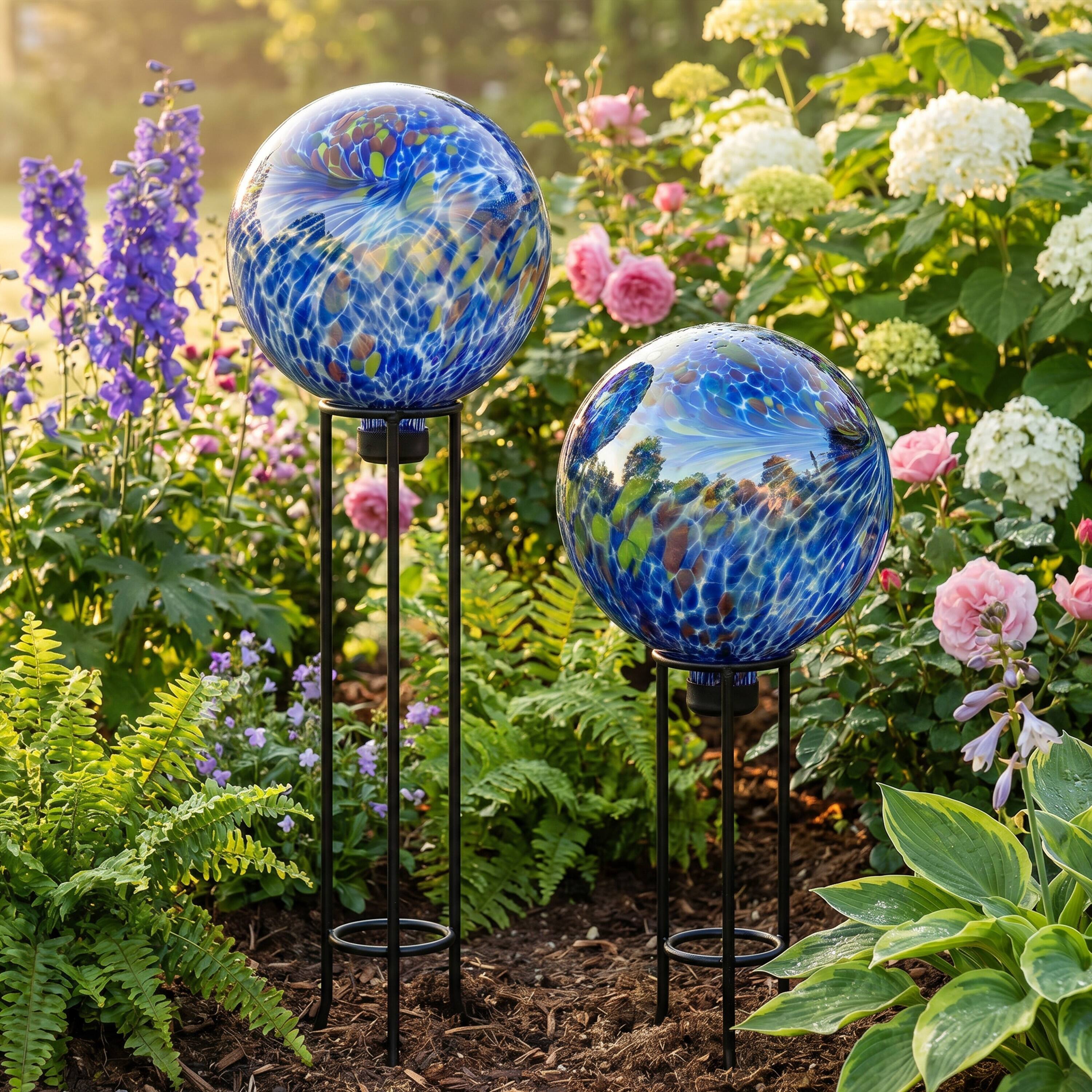 Alt View 4. Sunnydaze - Glass Gazing Globe - 10 in - Primary Color Burst.