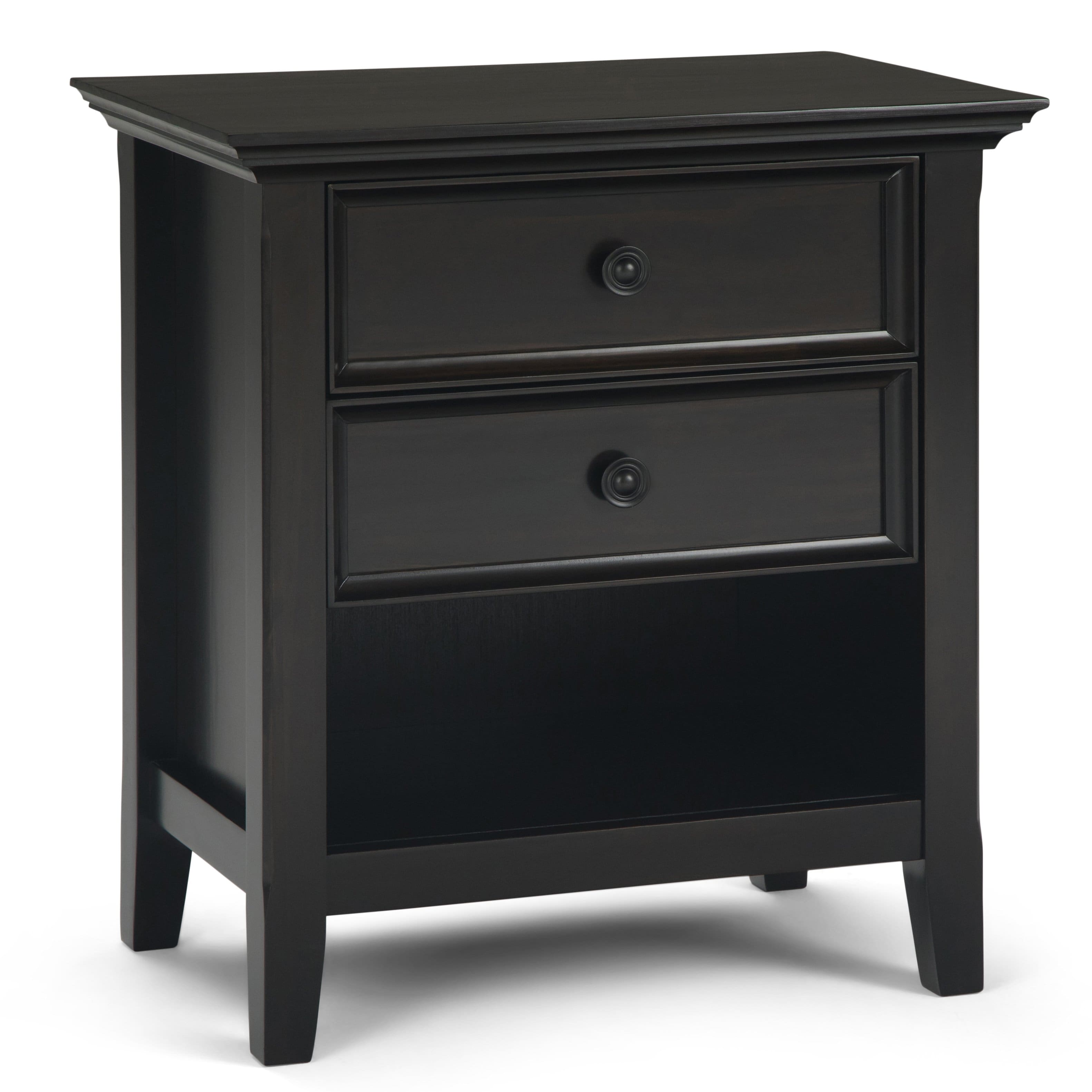 Front. Simpli Home - Amherst Bedside Table - Hickory Brown.