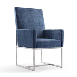 Manhattan Comfort - Element Modern Metal Velvet Dining Chair - Blue