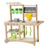 VEVOR - Mud Kitchen, Outdoor Mud Kitchen for Kids, Wood Outdoor Play Kitchens with Spoons, Sink, Sunshade Canopy, Swivel Wheels - Green, Natural Fir