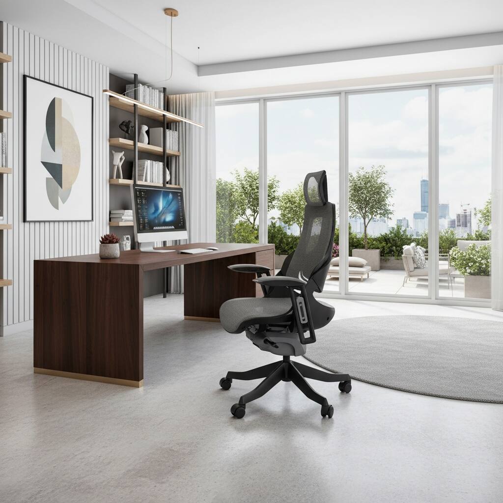 Alt View 7. Forest'nSky - Techni Mobili Luxury High-Back Ergonomic Executive Chair, Grey - Gray.