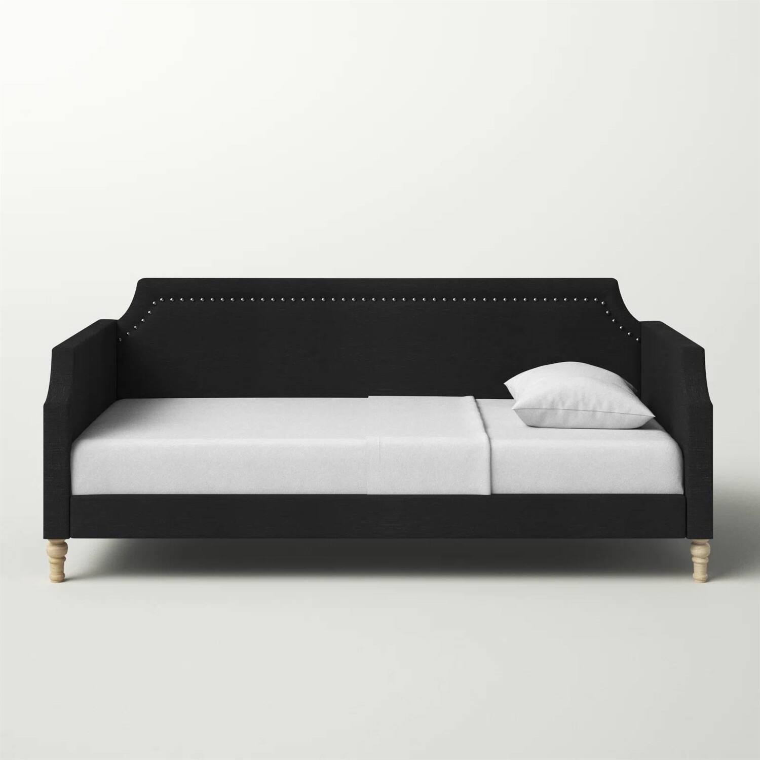 Alt View 1. Hivvago - Hivvago Twin size Polyester Fabric Upholstered Daybed with Nailhead Trim - Black.