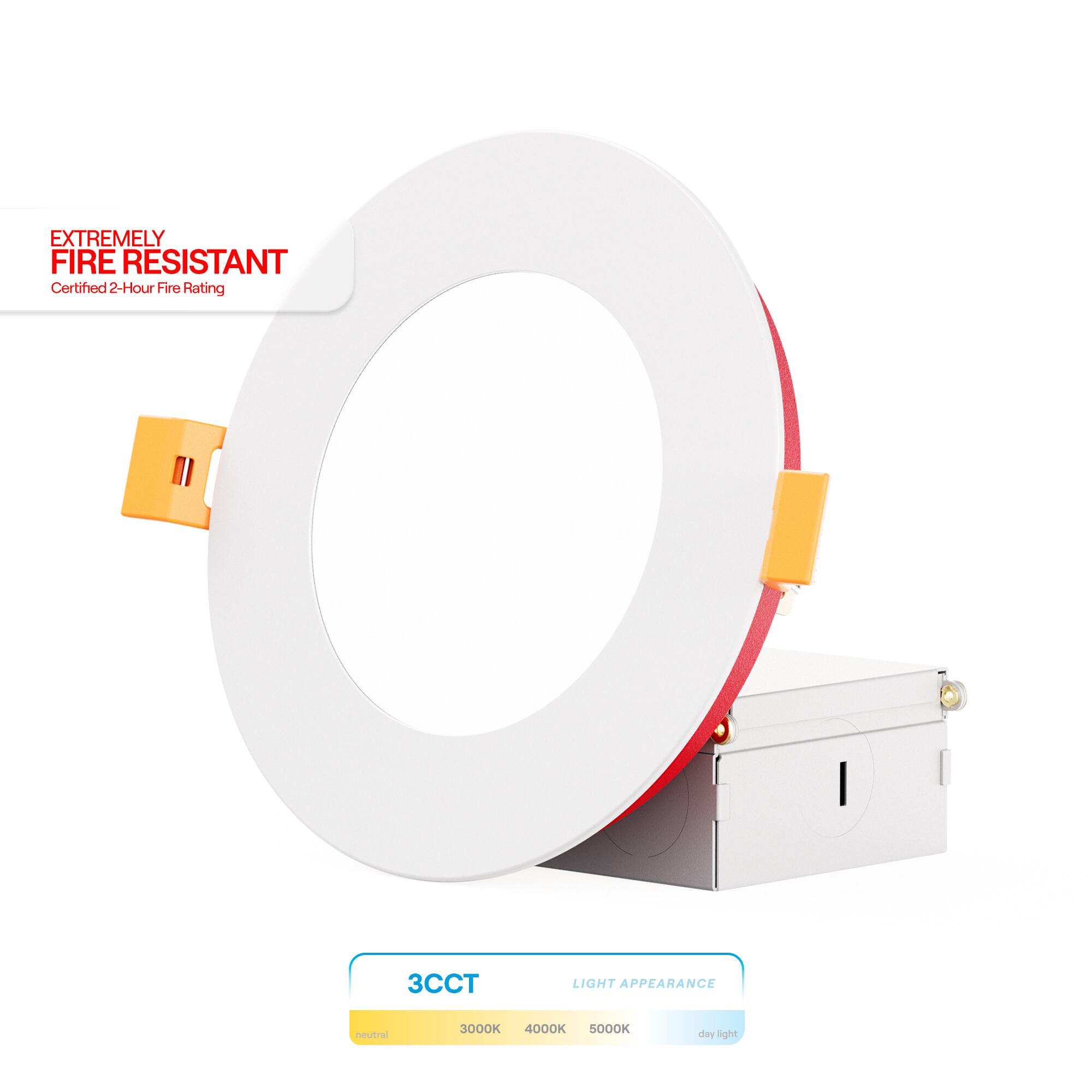 Infibrite - 4 In. Ultra-Thin Recessed LED Downlight 9W 750LM 3CCT Selectable Fire Rated, Wet Rated, Triac Dimmable 12-Pack - White price history on PriceWatchPro