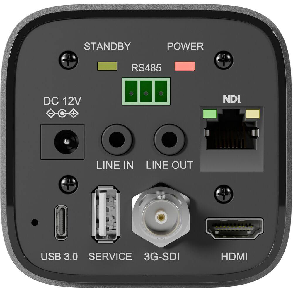 STANDBY POWER RS485 DC 12V + NDI LINE IN LINE OUT USB 3.0 SERVICE 3G-SDI HDMI