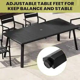 Crestlive Products - Patio Aluminum Dining Table with Umbrella Hole - Black