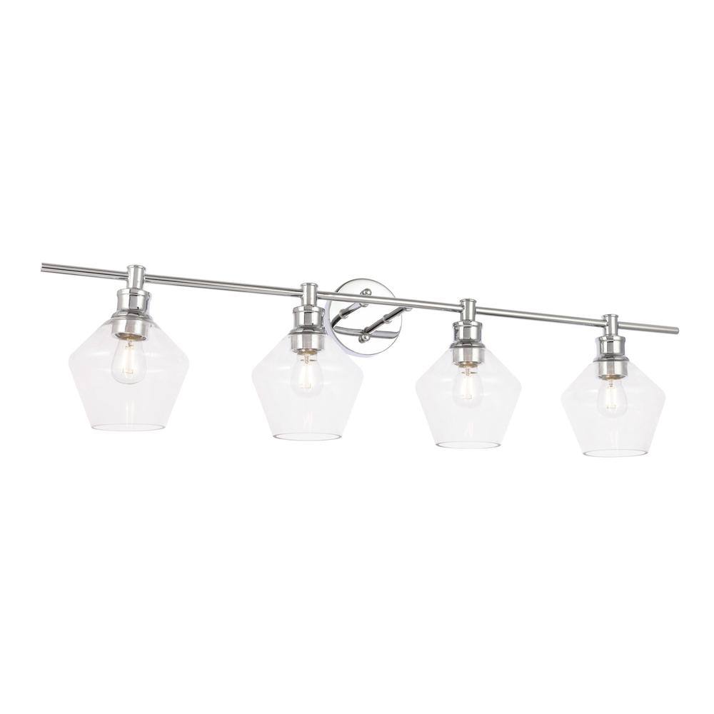 Left. Living District - Gene 4 light Chrome and Clear glass Wall sconce - Chrome And Clear Glass.