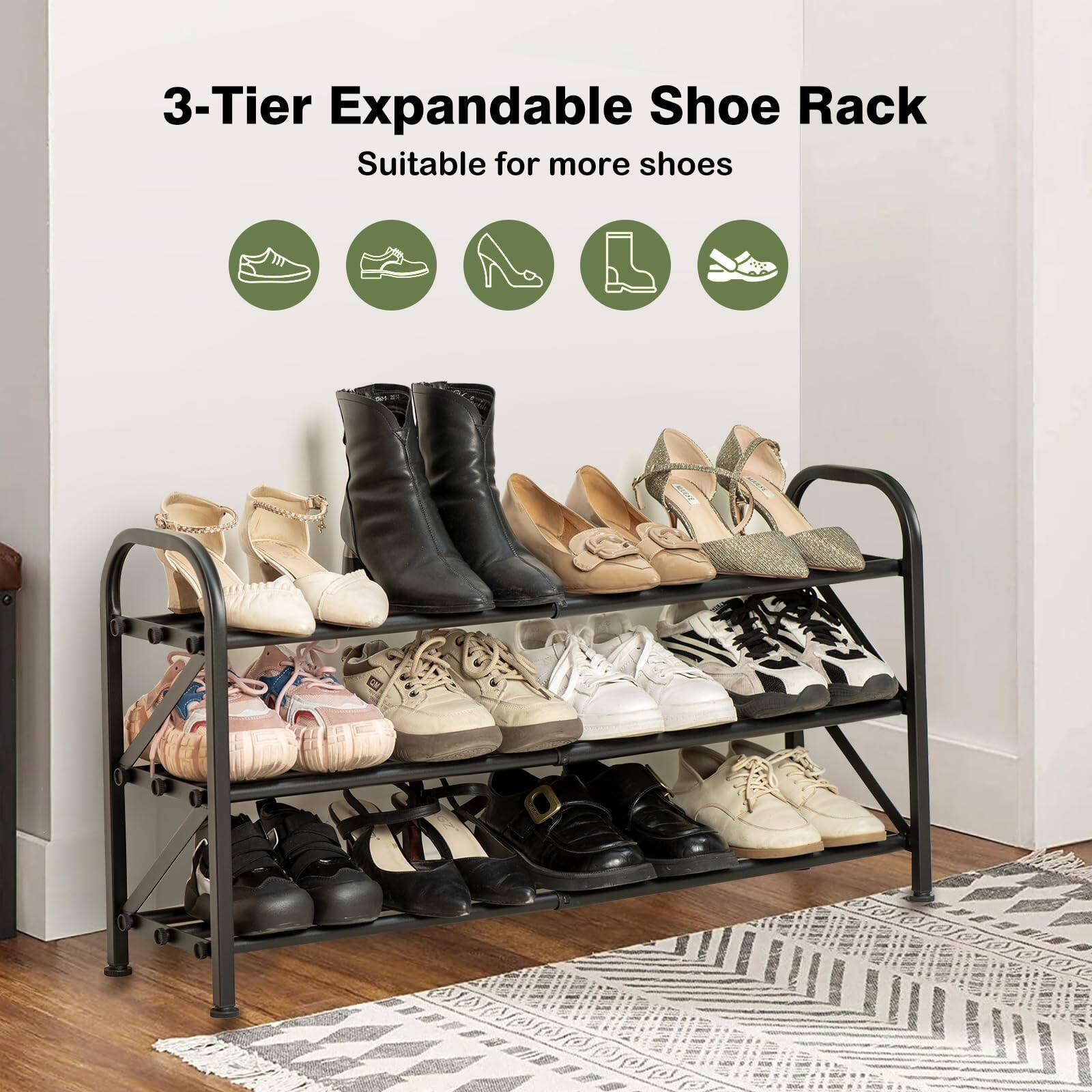 3-Tier Expandable Shoe Rack  
Suitable for more shoes