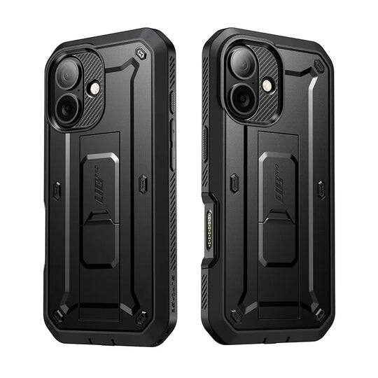 Left. SUPCASE - Unicorn Beetle Pro Rugged Case for iPhone 17 – Full-Body Protection with Screen Protector - Black.