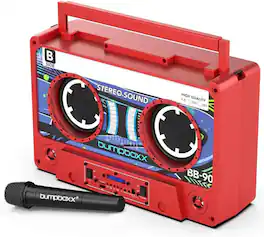 Bumpboxx - Remixx Bluetooth Boombox Bluetooth Speaker with The Looks of a Cassette | Bringing Back The Retro Cassette Vibe - Red