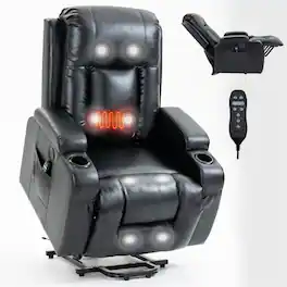 Ropilly - power lift recliner for elderly heavy duty lift chair 350 lbs - Black