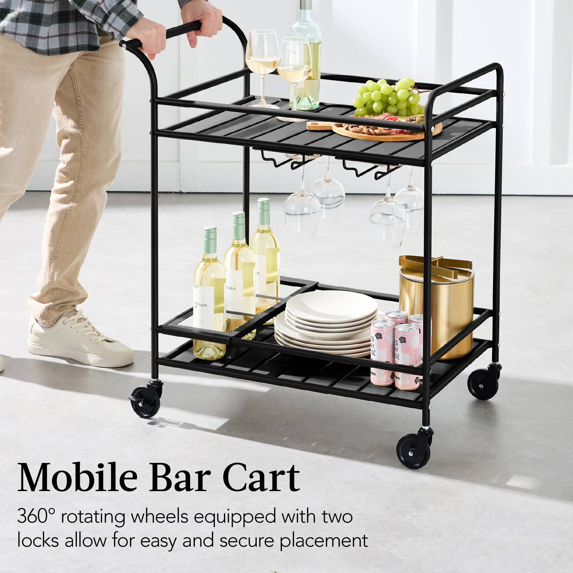 Mobile Bar Cart

360° rotating wheels equipped with two locks allow for easy and secure placement
