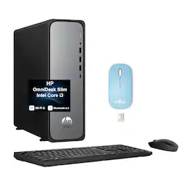 HP - OmniDesk Slim Desktop (i3-13100, 16GB, 512GB SSD, Intel UHD 730, WiFi 6, Win 11 Pro) w/Dockztorm Wireless Mouse - Meteor Silver