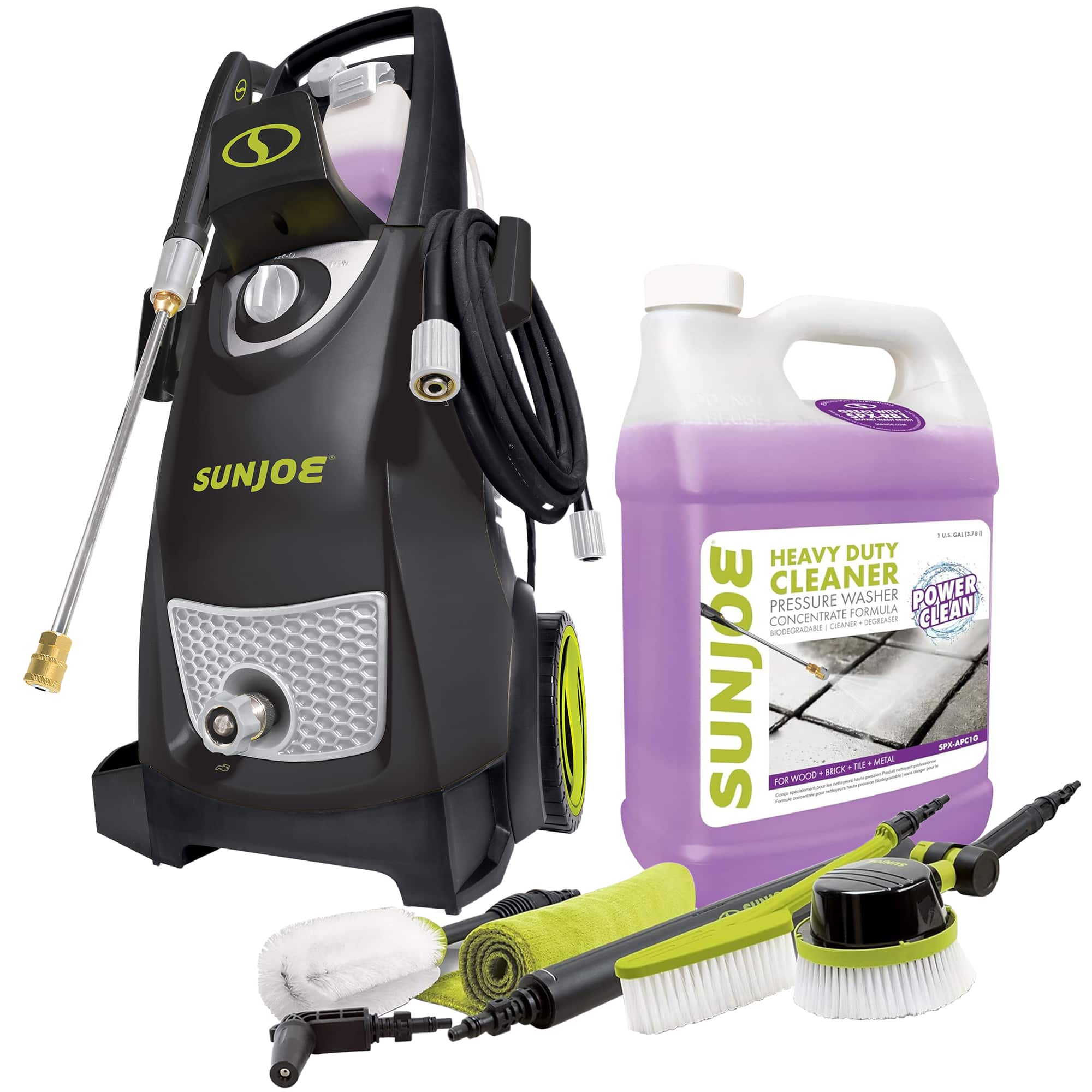 Sun Joe - Electric Pressure Washer, Accessories Kit, and Concentrated Cleaner - Black/Grey