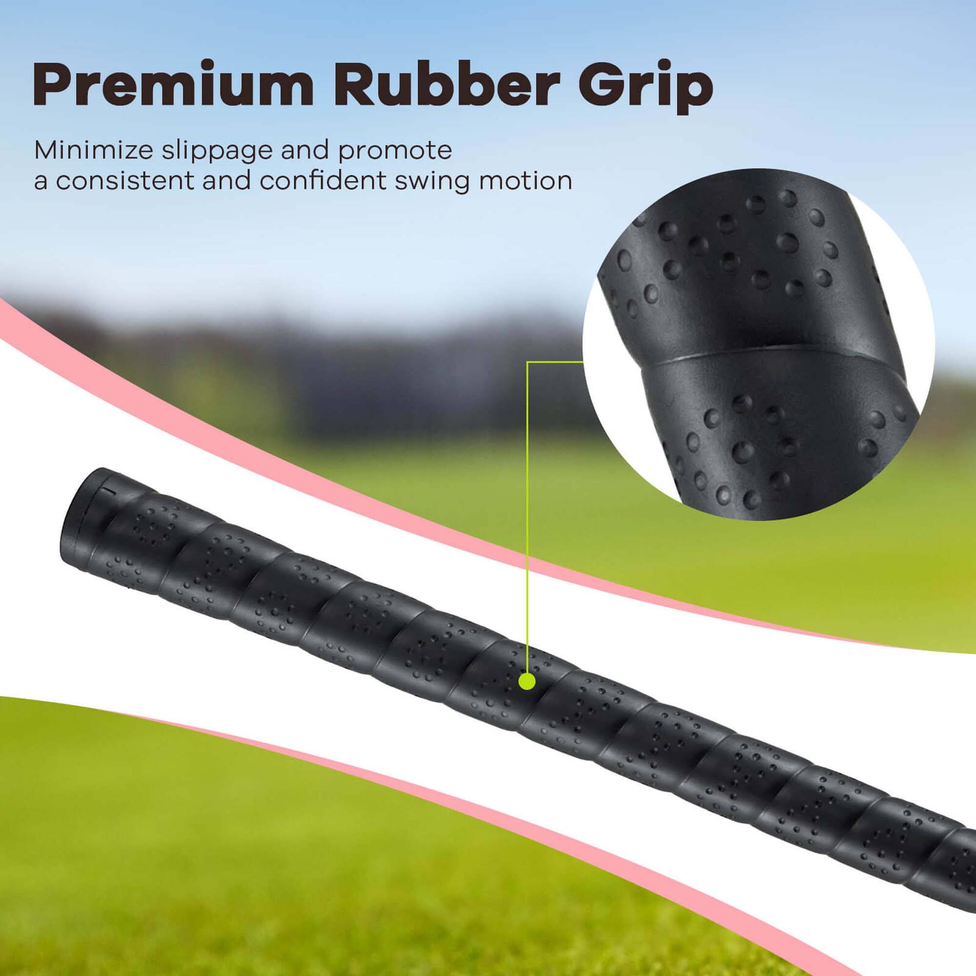 Premium Rubber Grip

Minimize slippage and promote a consistent and confident swing motion