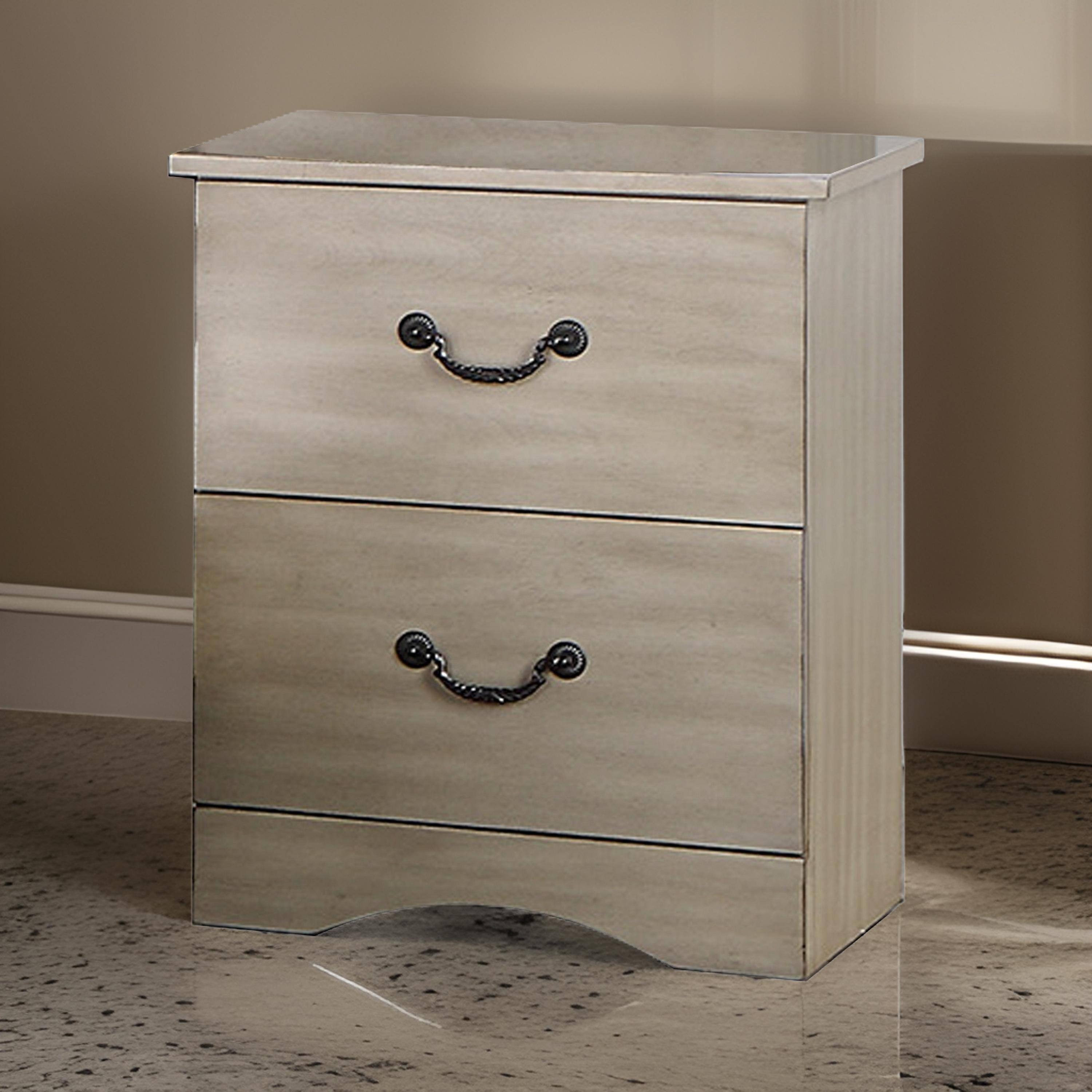 Alt View 2. Manhattan Lane - Bran 27 Inch Modern 2 Drawer Nightstand, Pine Wood, Grains - Brown.