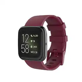 StrapsCo - Classic Active Band Silicone Rubber Watch Strap For Fitbit Versa & Versa 2 (Medium-Long) - Sangria Purple
