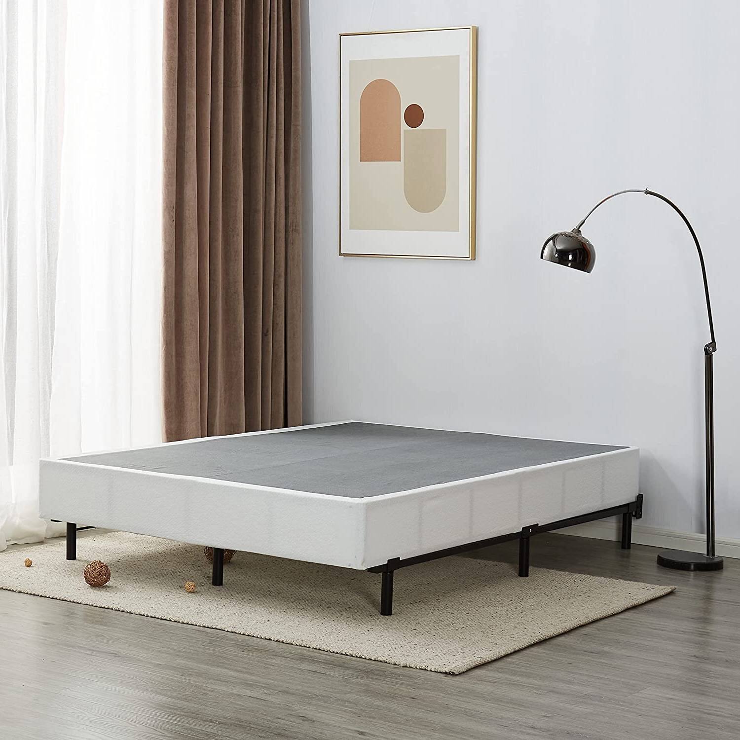 Angle. Hivvago - Hivvago Queen 9-Leg Metal Bed Frame with Headboard Brackets 3,000 lbs. Max Weight Limit - Black.