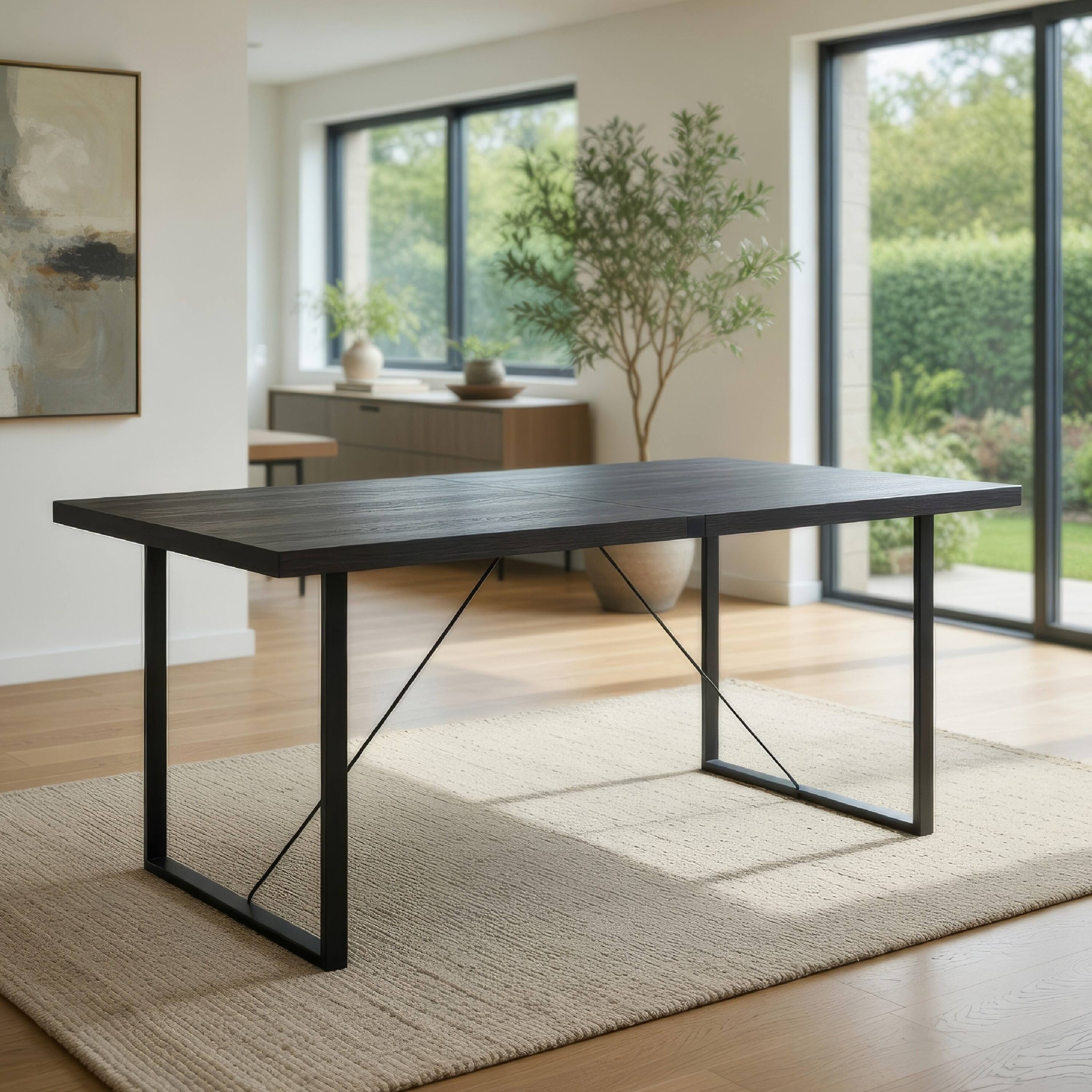 Alt View 8. Manhattan Lane - Dining Table with Rectangular Metal Inserted Top and Sled Base - Gray.