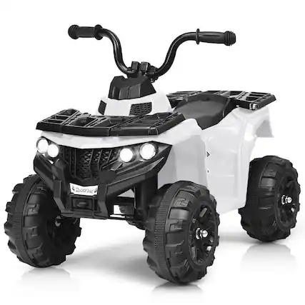 Front. SlickBlue - 6V Battery-Powered Kids Electric Ride-On ATV for Outdoor Fun - White.