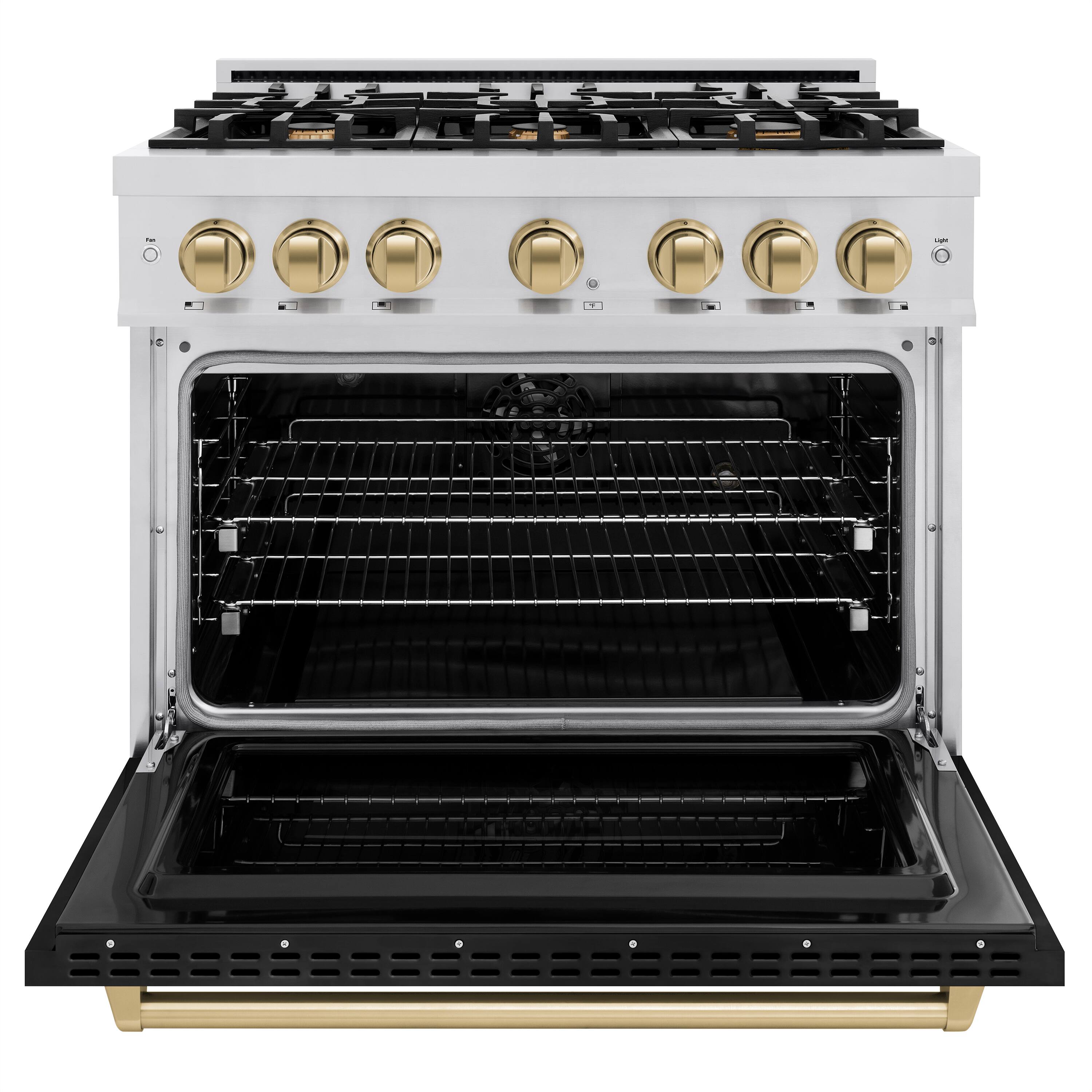 Angle. ZLINE - ZLINE Autograph 36" Classic Dual Fuel Range with Bronze Accents (CDRZ-BLM-36-CB) - White.
