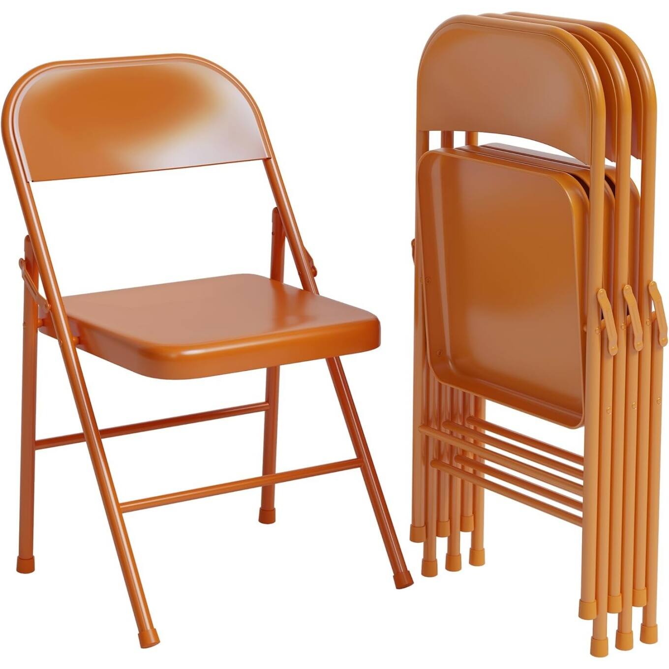 Front. GARVEE - 4 Pack Folding Chairs with Cushion, 350 LBS, Padded Foldable Chairs for Indoor Outdoor Use - Orange.