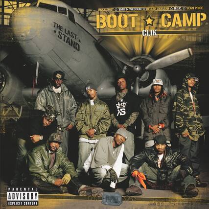 Sure, here is the corrected and grouped text from the image:
---
**BOOT CAMP CLIK**
**BUCKSHOT**
**SMIF N WESSUN**
**HELTAR SKELTAH**
**O.G.C.**
**SEAN PRICE**
**THE LAST STAND**
**PARENTAL ADVISORY EXPLICIT CONTENT**
**AL 60 BY 316 BS**
---
This text is arranged as it appears on the album cover.