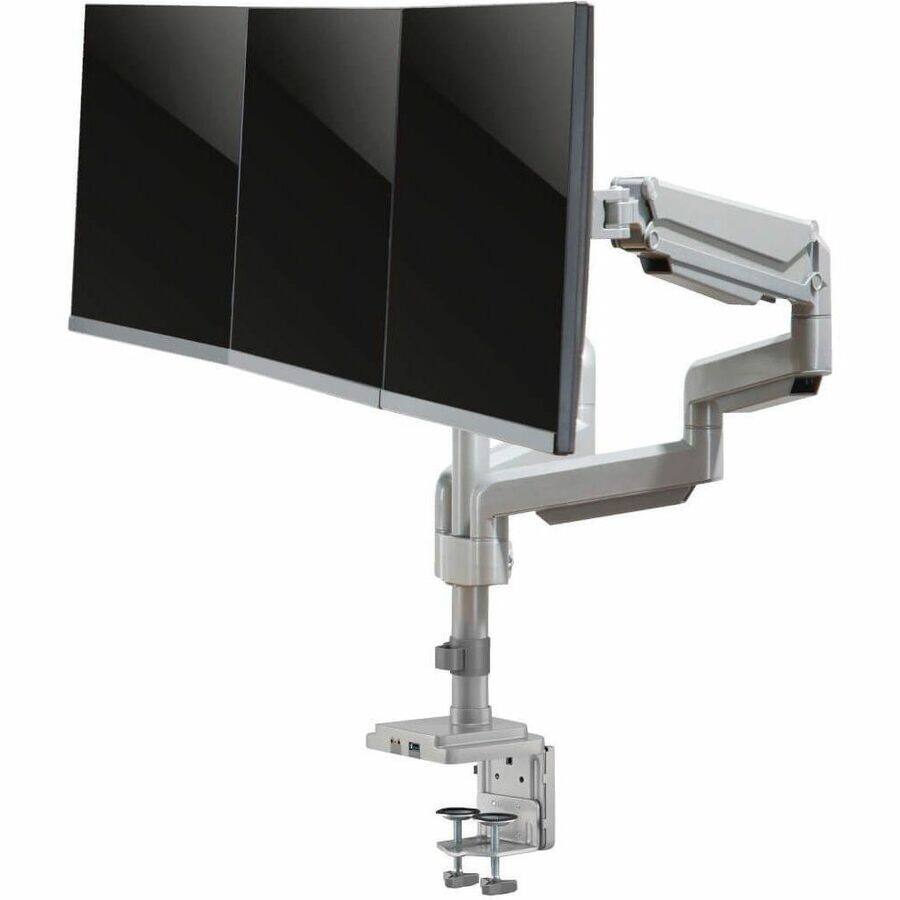 Alt View 2. Tripp Lite - Eaton Tripp Lite Series Triple-Display Gas-Spring Flex-Arm Desktop Clamp and Grommet for 17" to 30" Flat-Screen Displays - Silver.