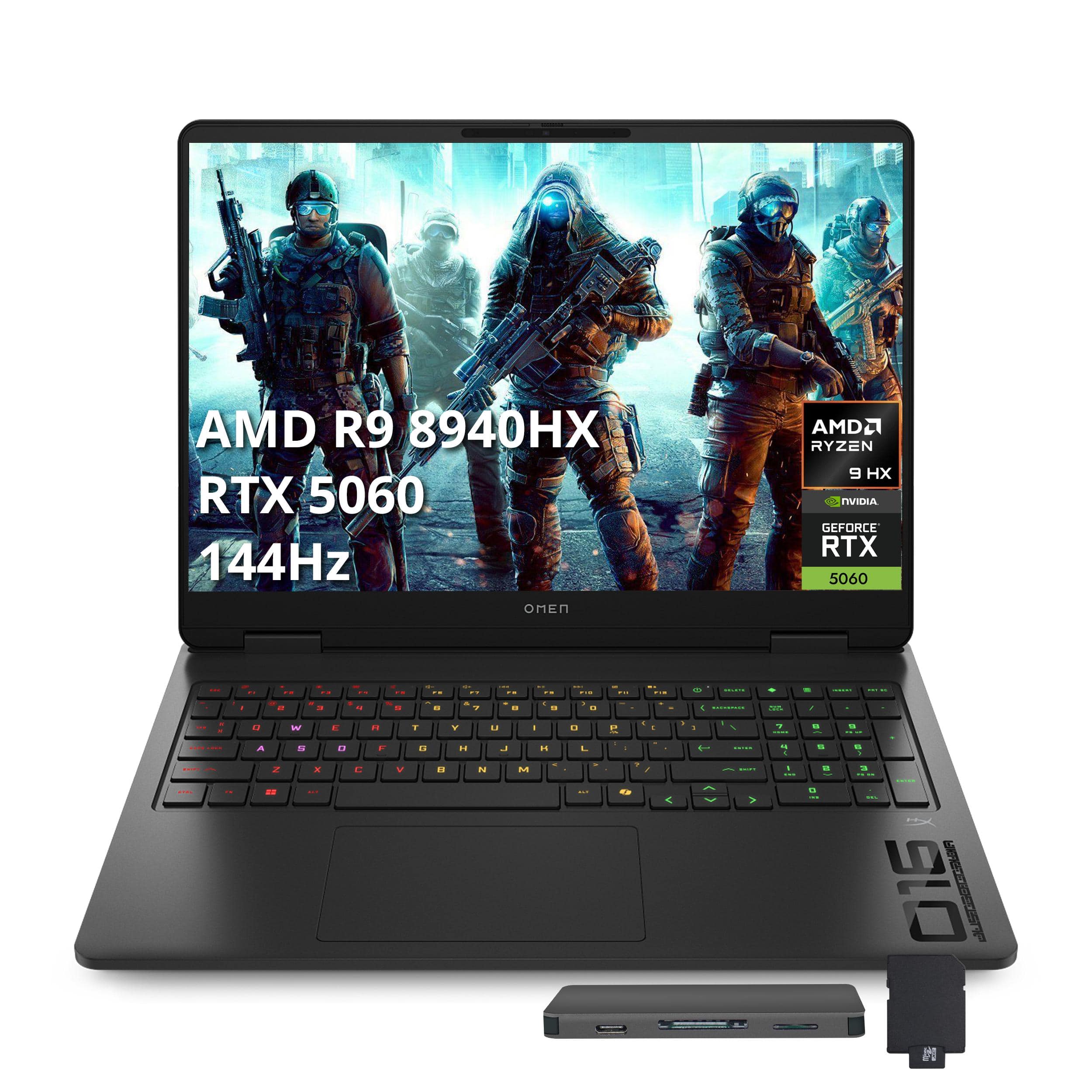 HP - OMEN 16" 2K 144Hz Gaming Laptop,AMD Ryzen 9 8940HX,32GB DDR5,2TB SSD+1TB Dock Station,NVIDIA GeForce RTX 5060,Win 11 - Black