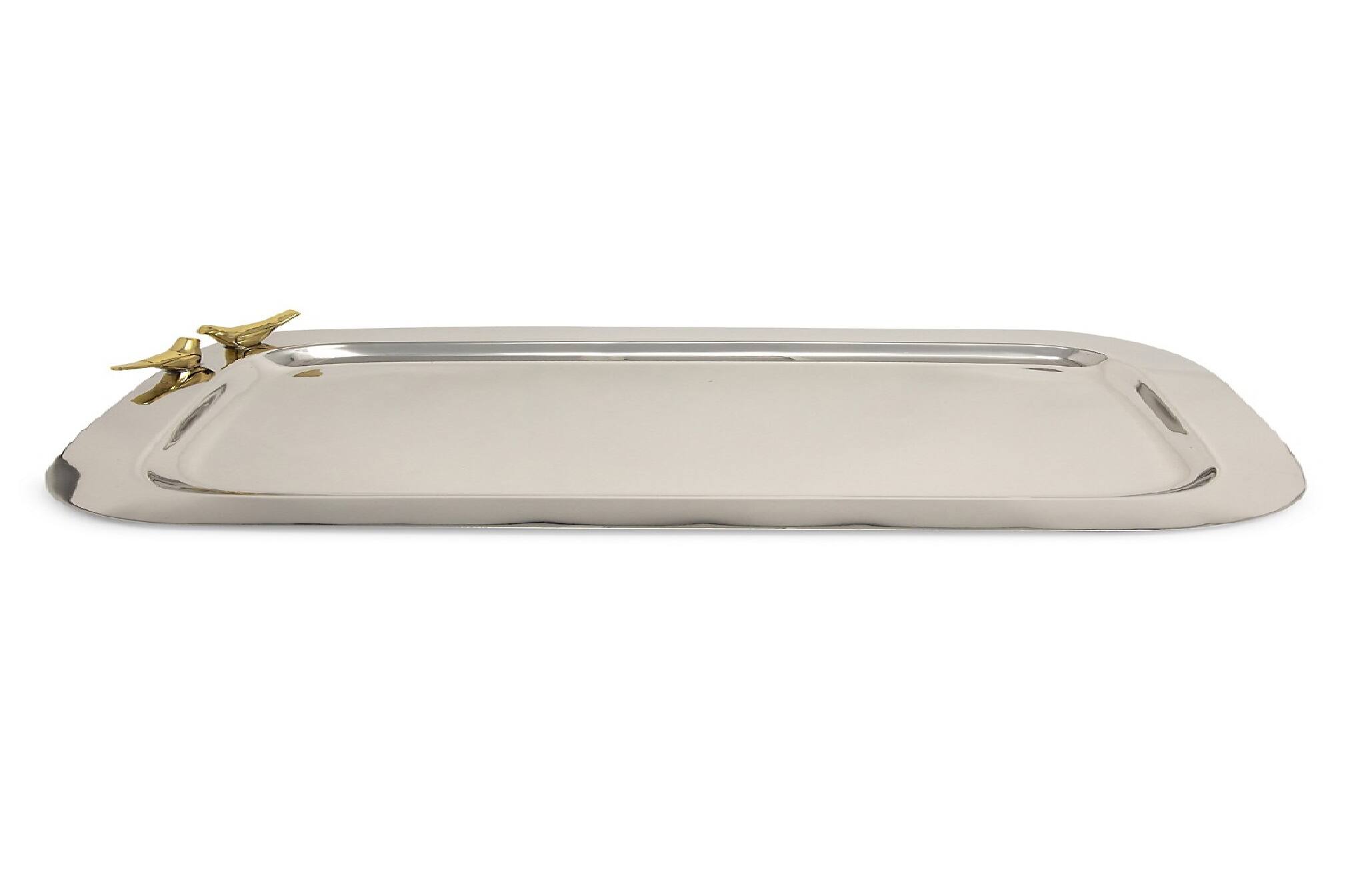 Jiallo - Love Birds rectangular tray 14 x 5.75" - Silver