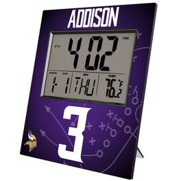Keyscaper - Jordan Addison Minnesota Vikings Digital Desk & Wall Clock - Multicolor