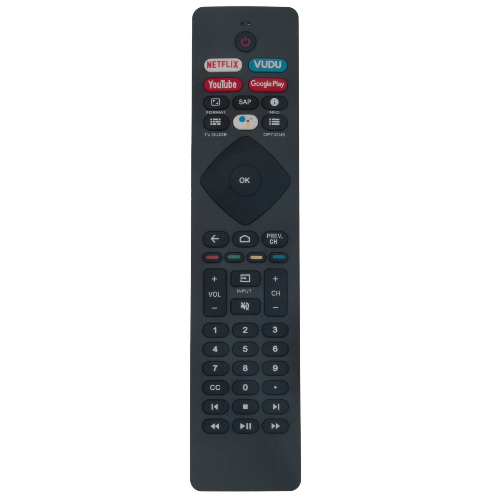 NETFLIX VUDU YouTube Google Play SAP i FORMA INFIO FV GUIDE OPTIONS OK < PREV. CH + + VOL NPUT CH I ee 1 2 3 4 5 6 7 8 9 cc 0 . 14 NI 44 >II