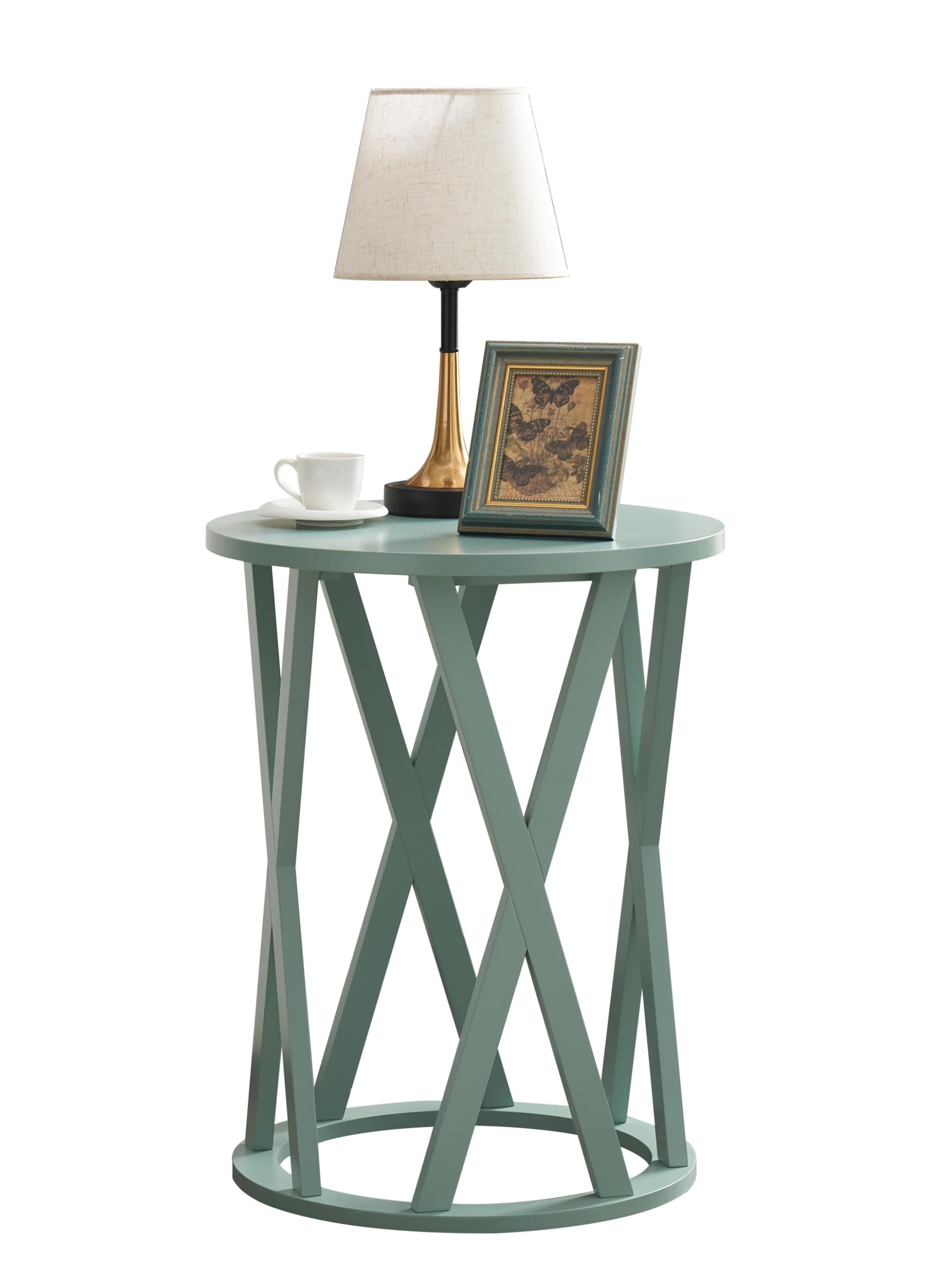 Angle. Kings Brand Furniture - Kings Brand Furniture Emma Side End Table - Modern Round Farmhouse Accent Table - White.