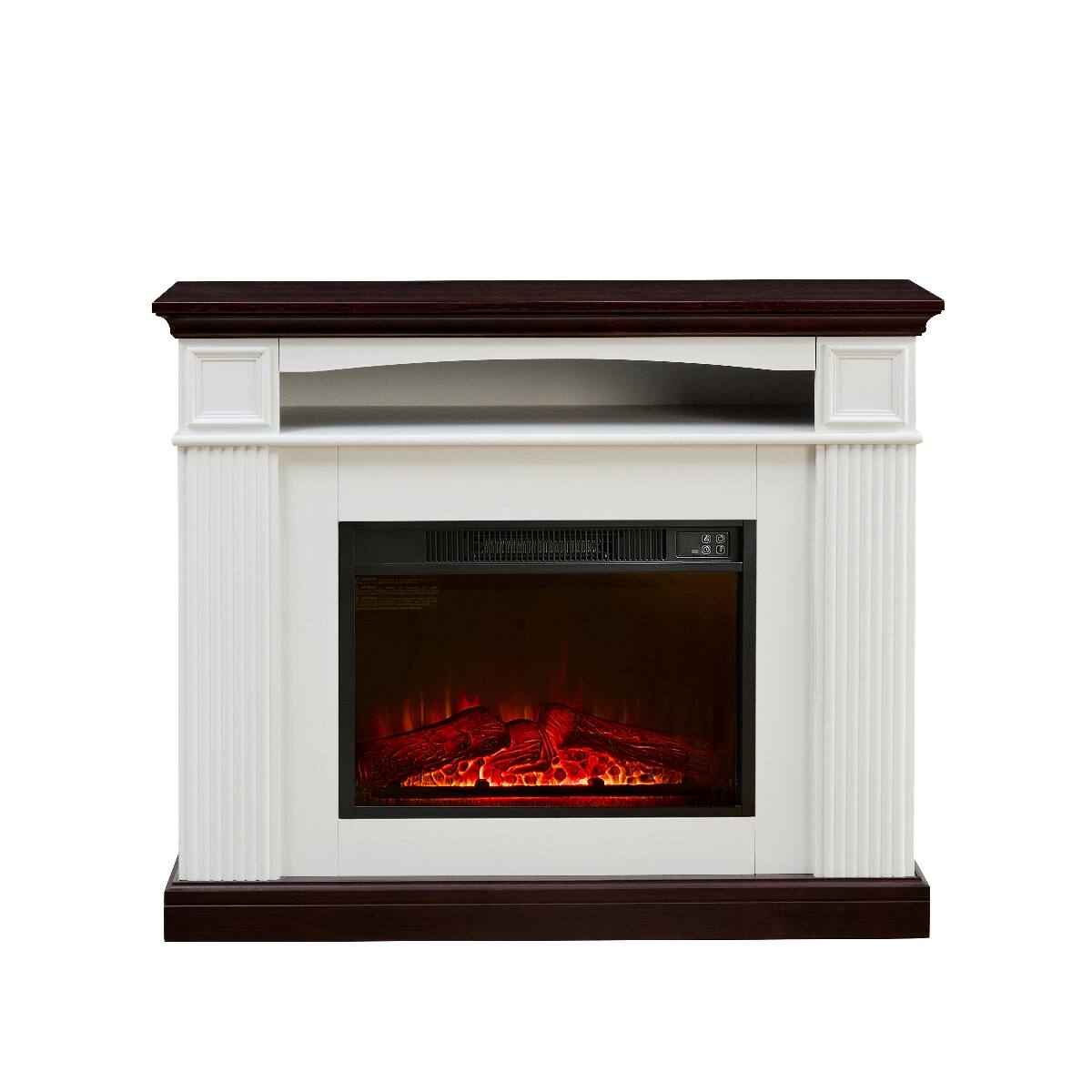 Back. Loheer - Loheer Freestanding Electric Fireplace with Mantel 23 Inch Insert Cherry White MDF - Cherry, White.