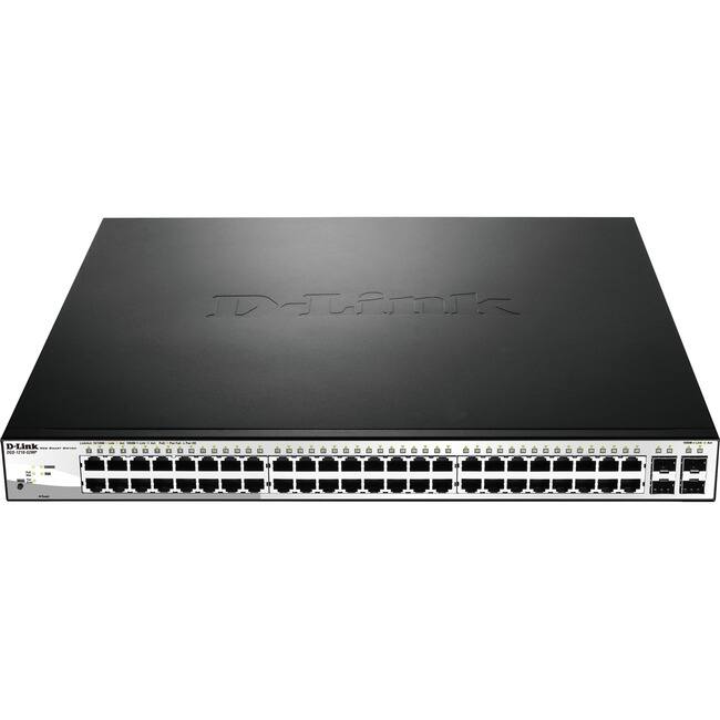 D-Link - DGS-1210-52MP Ethernet Switch - 52 Ports - Manageable - Gigabit Ethernet - 10/100/1000Base-T, 1000Base-X - 3 - Black