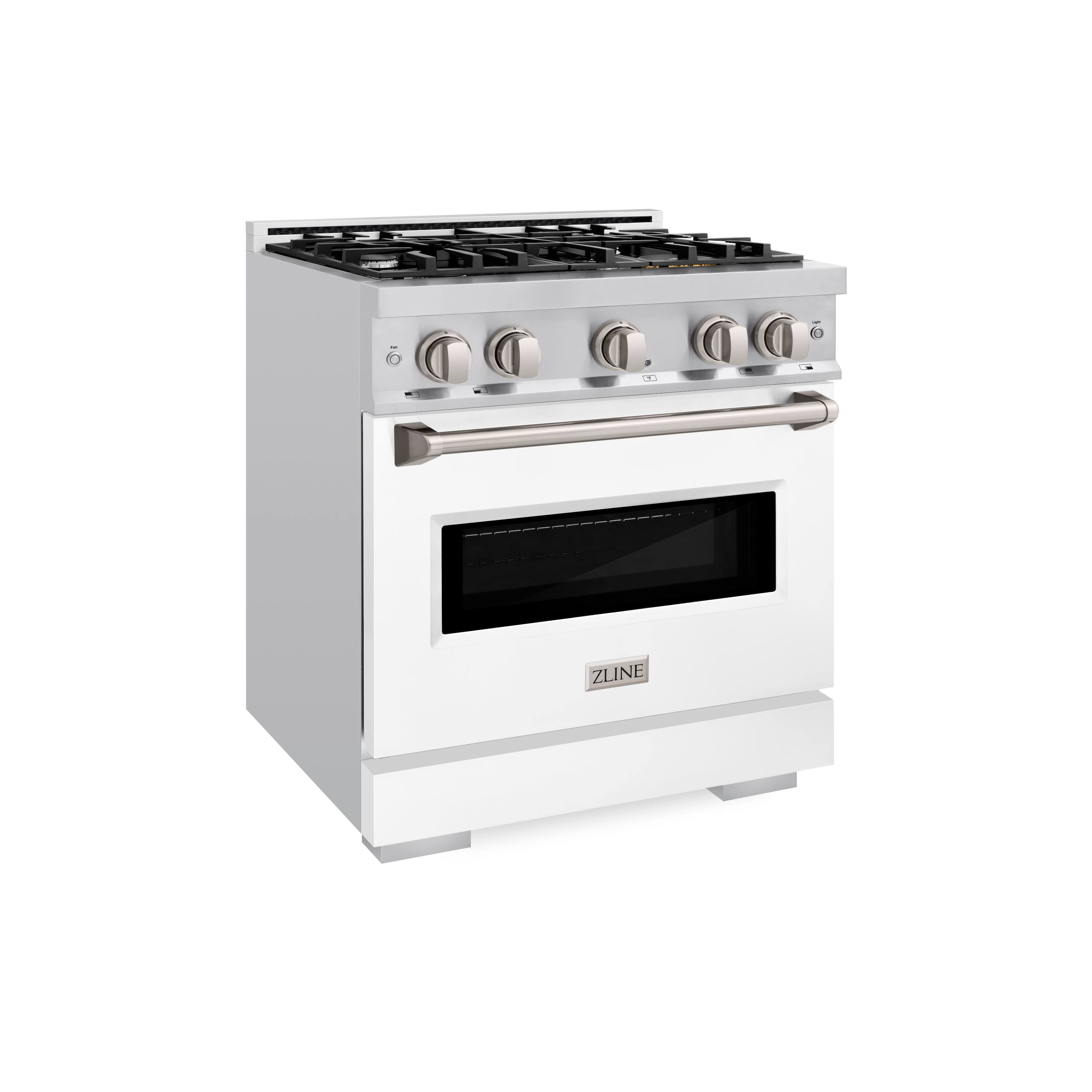 Angle. ZLINE - 30" Classic Gas Range with 4 Burner Cooktop and Convection Oven (CGR-WM-30) - Black.