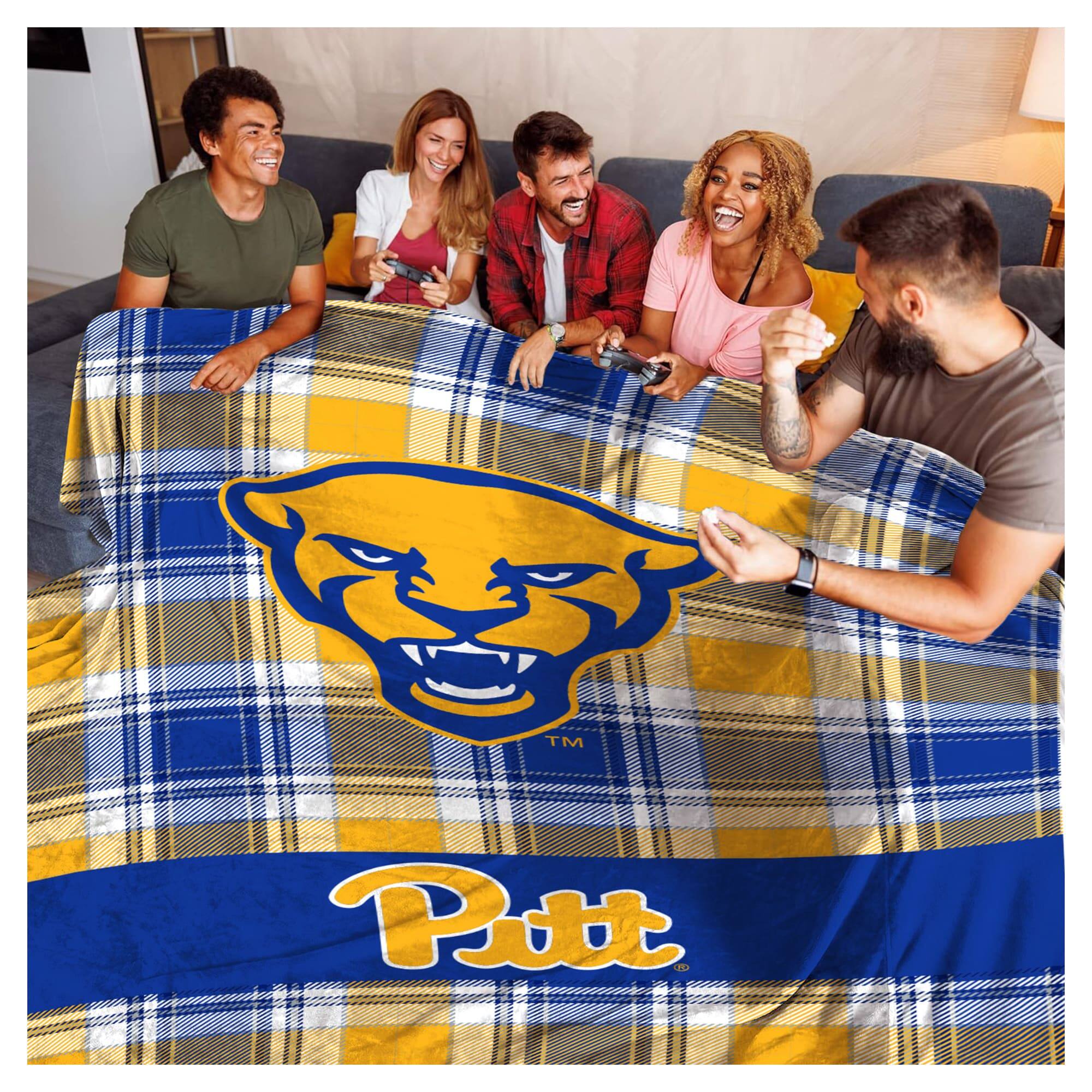 Alt View 1. Pegasus - Pitt Panthers 66" x 95" Oversized Plaid FAN-mily Ultra Cozy Blanket - Multicolor.
