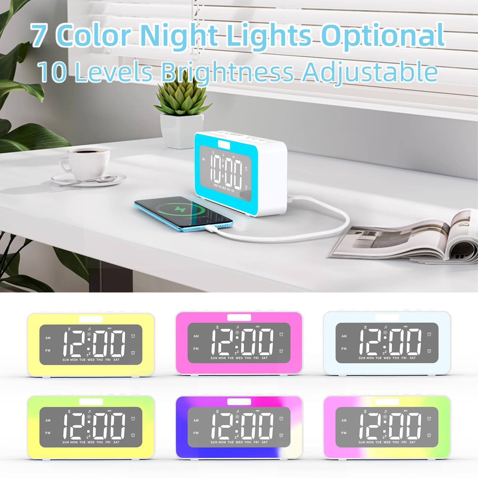 7 Color Night Lights Optional  
10 Levels Brightness Adjustable