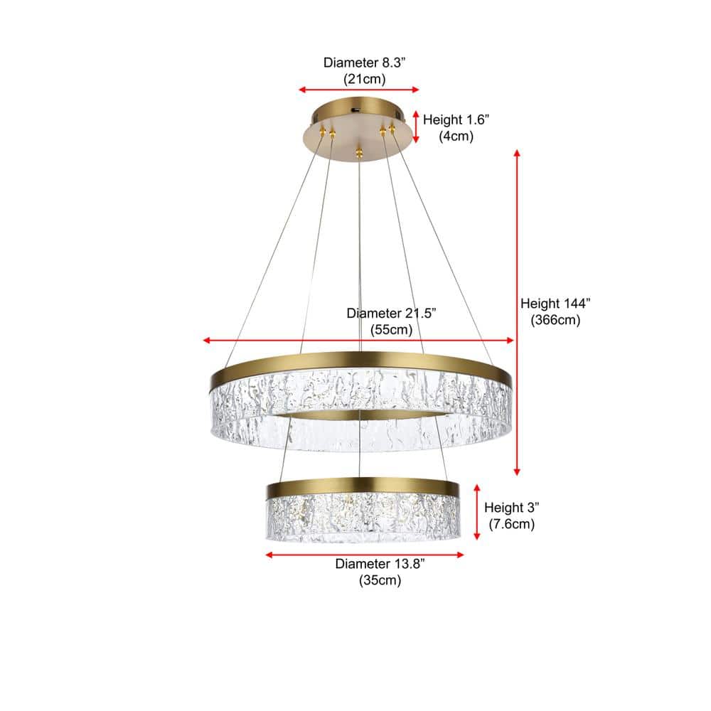 Elegant Lighting - Linden 22 inch Adjustable LED chandelier - Satin Gold price history on PriceWatchPro