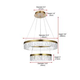 Elegant Lighting - Linden 22 inch Adjustable LED chandelier - Satin Gold