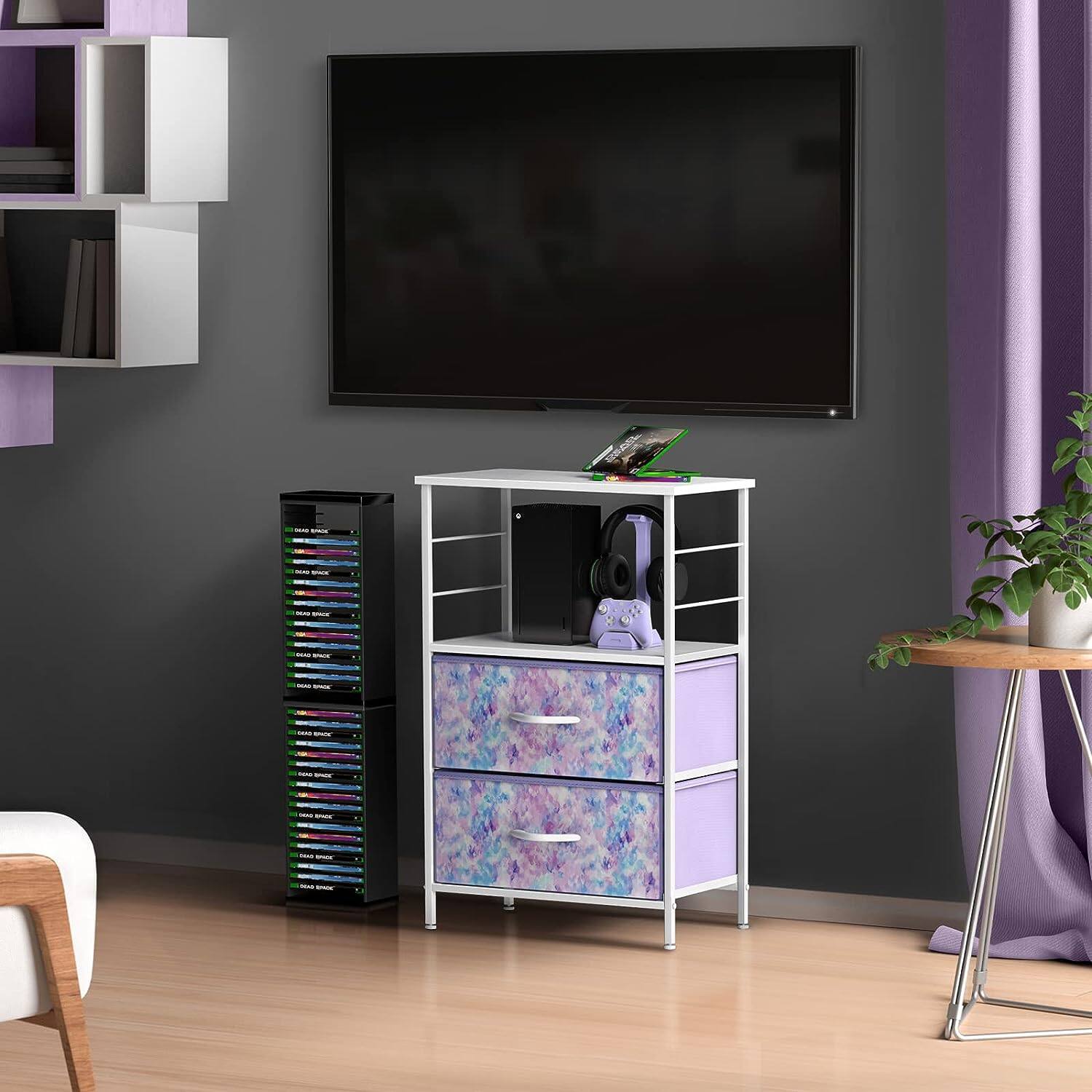 Alt View 5. Sorbus - Sorbus Nightstand Dresser with 2 Faux Wood Drawers, Bedside Table Chest with Storage, Bedroom, & Dorm Furniture - Purple Tie-Dye.