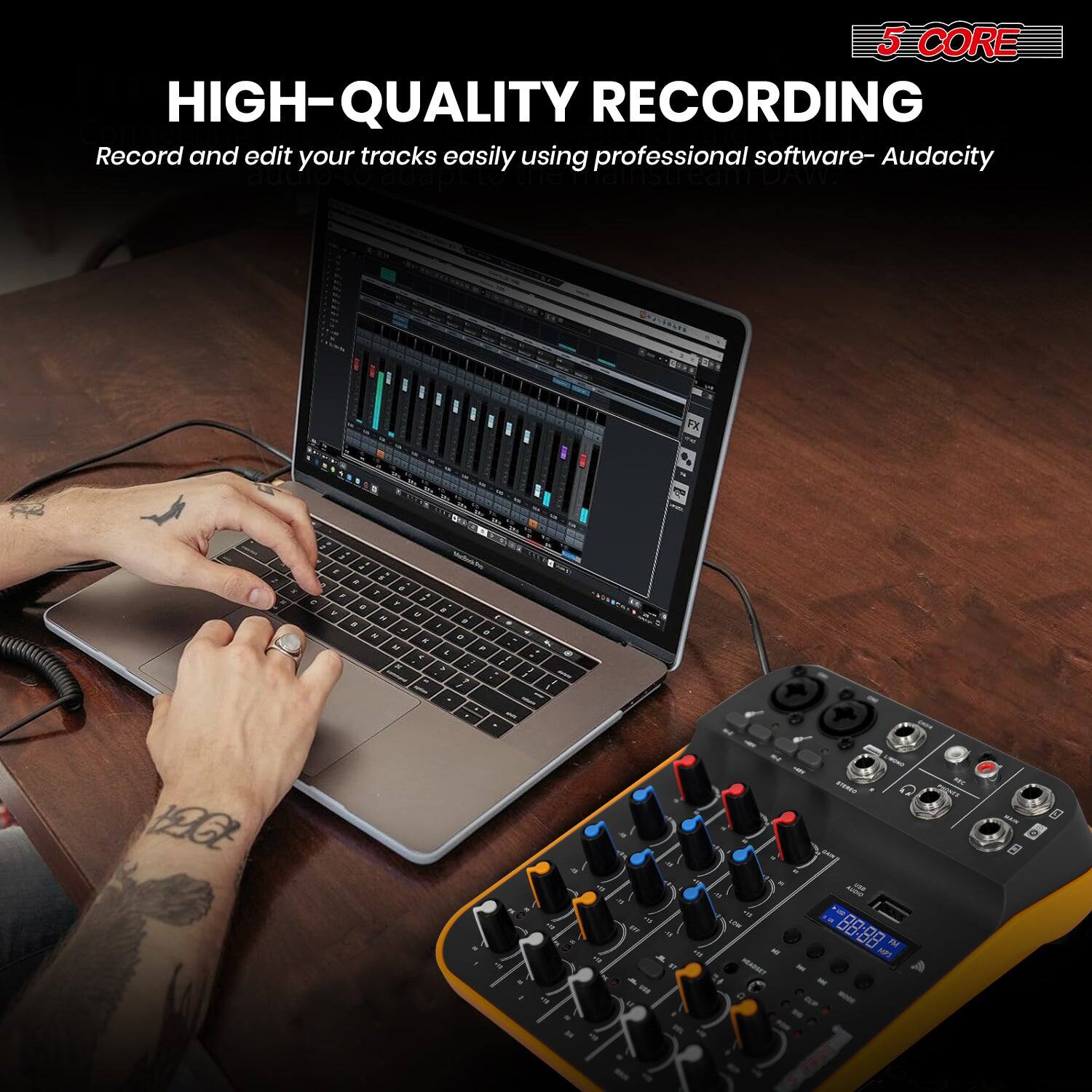 5 CORE HIGH-QUALITY RECORDING

Record and edit your tracks easily using professional software - Audacity