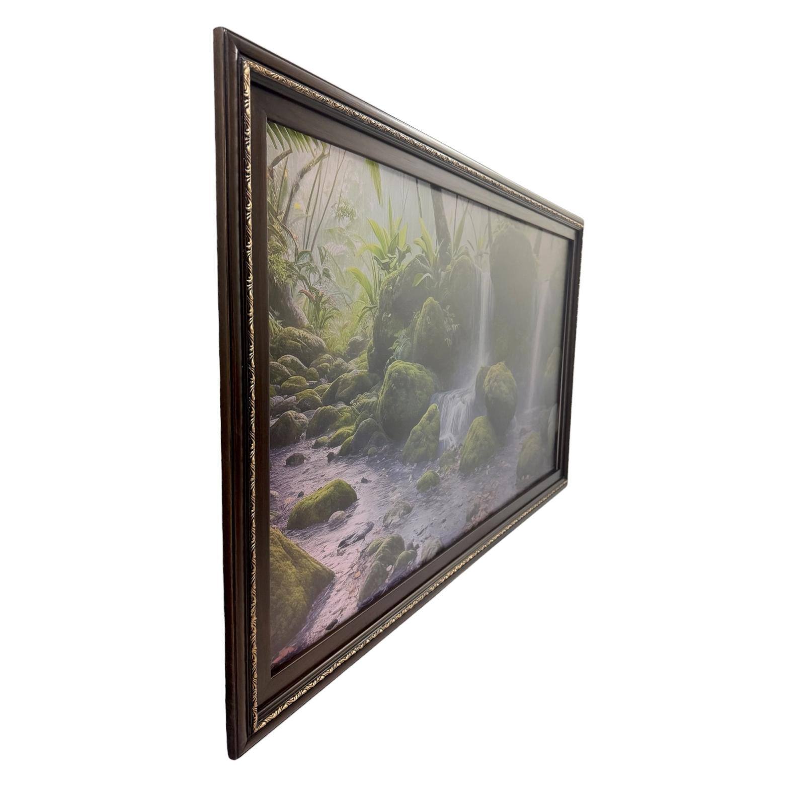 Angle. LAREDO FRAME FACTORY - 65 inch Handmade wood For TCL A300W NXTVISION Tv - DARK WALNUT WITH GOLD.