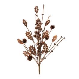BreeBe - Mixed Holly Berry Pinecone Spray (Set of 6) - Brown