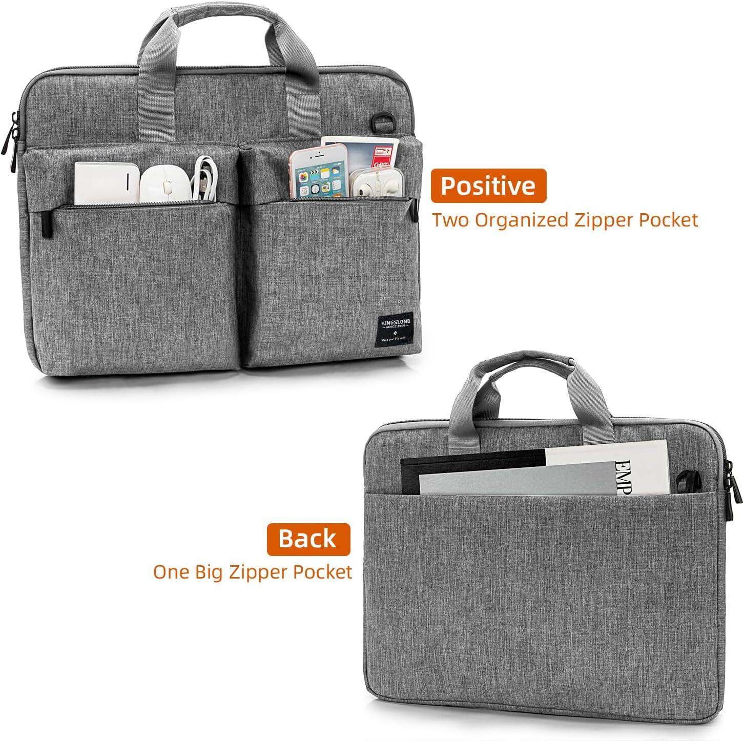 Positive  
Two Organized Zipper Pocket  

Back  
One Big Zipper Pocket