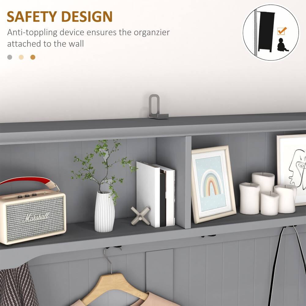 SAFETY DESIGN  
Anti-toppling device ensures the organizer attached to the wall
