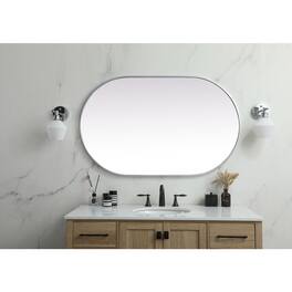 Elegant Decor - Metal Frame Oval Mirror 30x48 Inch - Silver