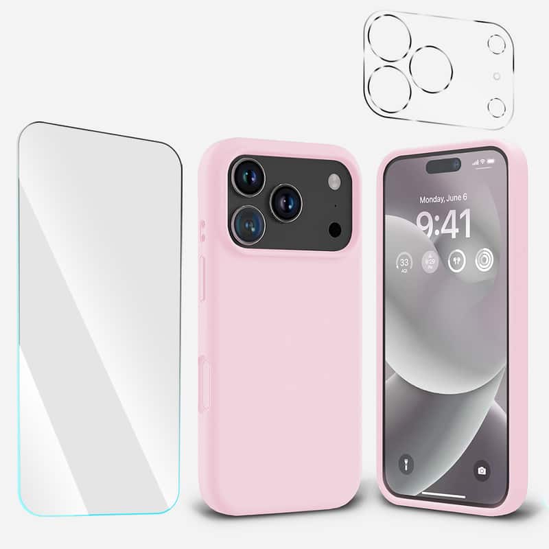 Entronix - iPhone 17 Pro Max Protection Bundle - Liquid Silicone Case & Accessories - Light Pink