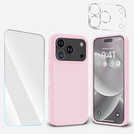 Entronix - 3-in-1 Protective Bundle for iPhone 17 Pro - Silicone Case, Screen Protector & Lens Protector - Light Pink